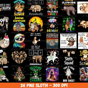 Sloth PNG Bundle, Cute Sloth Sublimation Design, Sloth Png, Sloth Png Bundle, Instant Download, Animal Lover Png, Slothee Png, Funny Sloth