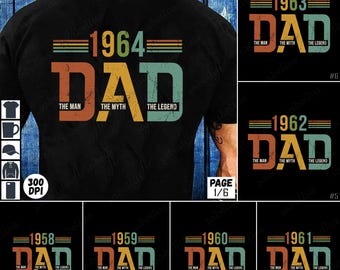 Dad Sublimation Design, Dad PNG Bundle, Vintage Dad Shirt, Retro Dad Clipart, Father's Day Gift, Dad Birthday, Dad SVG, Dad Digital Download