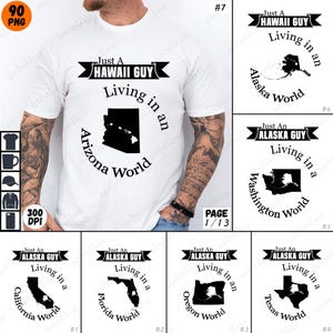 Hawaii Guy PNG, conception en sublimation Alaska Guy, State Pride Clipart, téléchargement numérique, art de la carte de l'État, conception de T-Shirt, 300 DPI PNG