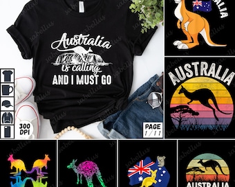71 PNG Australia Is Calling And I Must Go Bundle, Love Kangaroos Png, Kangaroo Png, Funny Kangaroo Vintage Shirt Png, Australia Animal Png