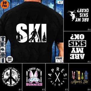 Skiing PNG Bundle, Ski Lover Shirt Sublimation, Apres Ski Design, Gift For Skiers, Skiing Shirt Designs, Skiing Quotes, Winter Sports