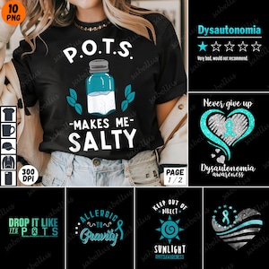 Paquete PNG de concientización sobre la disautonomía, diseños de Let The Beat Drop, mi enfermedad puede ser invisible, pero yo no, concientización sobre la disautonomía