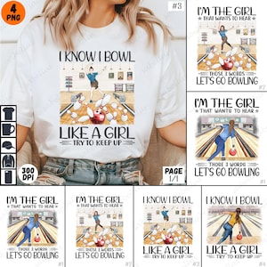 Bowling PNG Bundle, Bowling Sublimation Design, Girl Bowling Clipart, Bowling Shirt Design, Bowling Digital Download