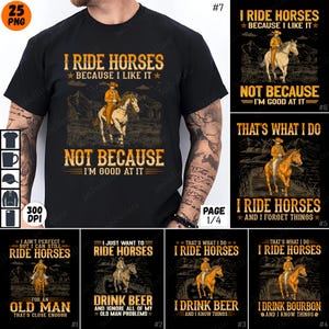 Western Shirt Design PNG, Cowboy Riding Sublimation Design, Rustic Vintage Horse Art Bundle, Digital Download Graphics Set