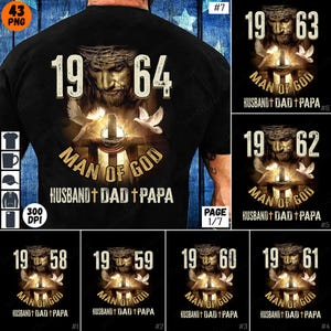 Man of God PNG Bundle, Christian Father Shirt Sublimation Design, Husband Dad Papa Clipart, Religious Dad Gift, Digital Download, 300 DPI
