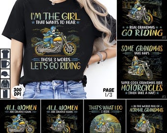 Biker PNG Bundle, Motorcycle PNG Sublimation, Female Biker Clipart, Retro Motorcycle Png, Biker Woman PNG, Vintage Rider Design, Chopper Art