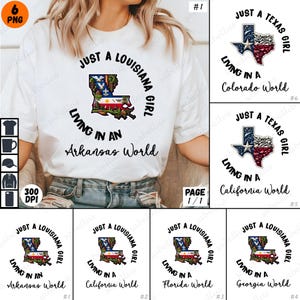 Louisiana Girl, Arkansas World, Texas Pride, staat sublimatie ontwerp, digitale download, staat citaten, staat clipart, zuidelijke meisjes, staat png