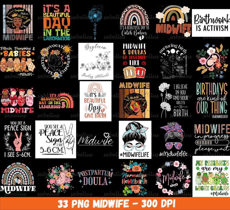 Midwife Png Bundle, Nurse Life Png, Nurse Png, Baby Png, Obstetrician Png, Medical Png, Shirt Png, Midwife Nurse, Midwife Gift, Digital Png image 1