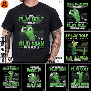 Golf Zitate Sublimationspaket, Golf PNG Designs, lustige Golf Kunst, Golf Liebhaber Clipart, digitale Golf Grafiken, Golf Shirt Sublimation
