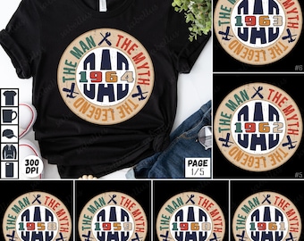 Dad PNG Bundle, Dad Sublimation Design, The Man The Myth The Legend, Father's Day PNG, Vintage Dad Design, Retro Dad Clipart