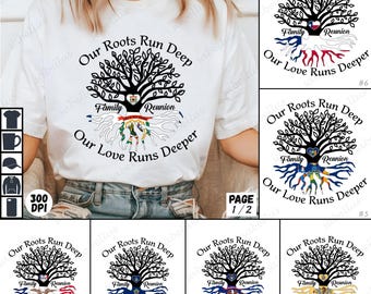 Family Reunion PNG Bundle, Roots Run Deep Sublimation Design, Family Tree Clipart, Love Runs Deeper, Digital Download, 300 DPI