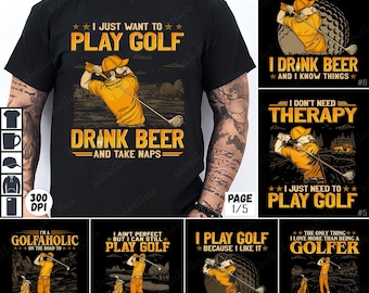 Golf PNG Sublimation Design, Golf Shirt Graphics, Golf Quotes Bundle, Beer and Golf Sublimation, Golf Lover T-shirt Designs, Golf Printables