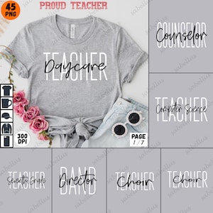 45 Teacher Bundle Png, Funny Teacher Png, Proud Teacher Shirt, Teacher Gift, Vintage Bundle Png, School Teacher Sublimation Design Download