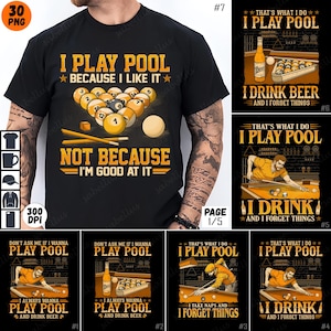 Biljardspelare, biljard PNG, rolig biljardspelare, present till poolälskare, barspel, biljardbiljard, biljard, öl, PNG-paket