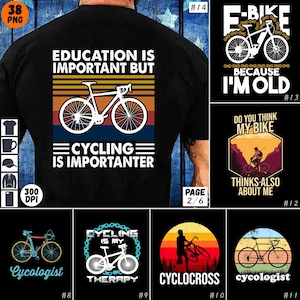 Cykeltröja PNG-paket Mountainbike-designer Cykelälskare Sublimering PNG Roliga cykelcitat 100 Miles cykelpresent Cyklist Sublimering bild 2