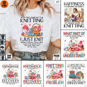 Sublimation Knitting PNG, Yarn Lover Digital Art, Knitting Clipart Bundle, Crafting Design Sublimation, Knitting Humor Graphics