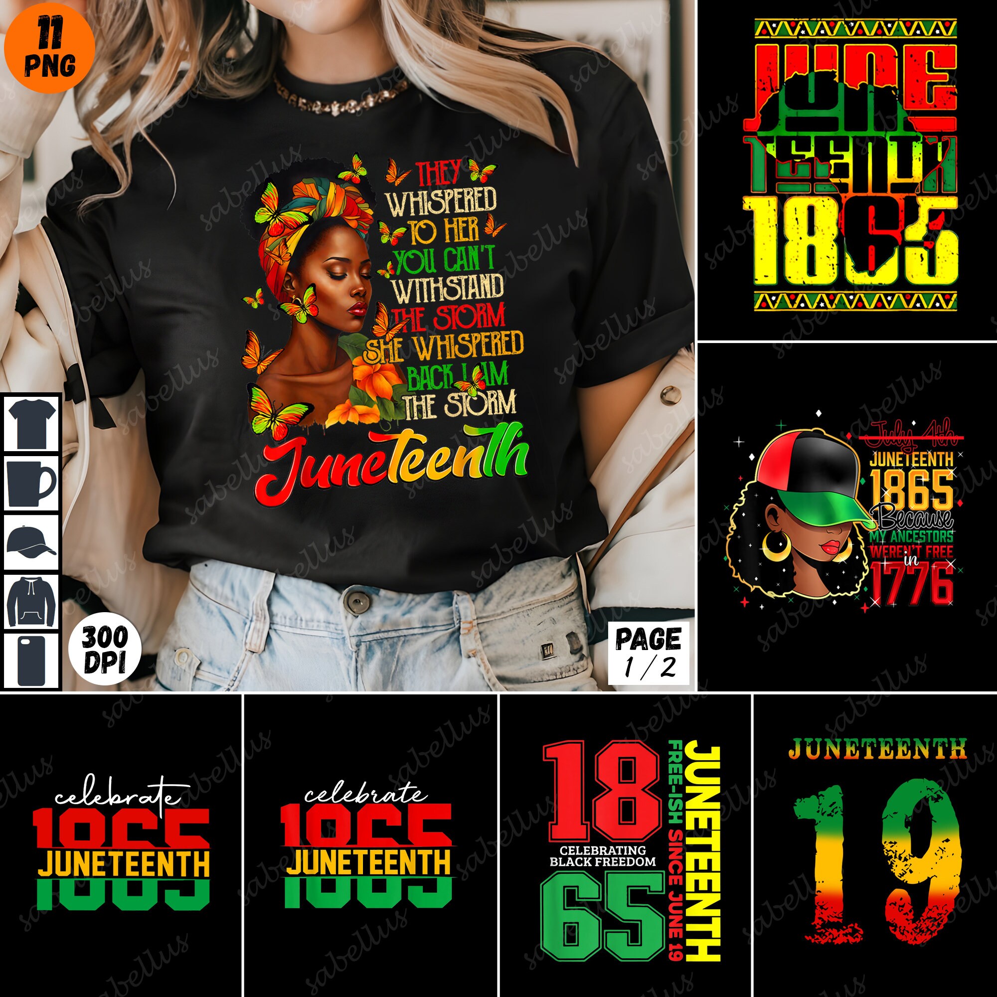 Celebrate 1865 Juneteenth PNG Bundle | Black Freedom Digital