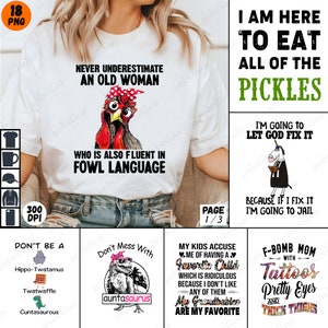 Paquete de PNG humorísticos Citas sarcásticas Sublimación Descarga digital Diseños divertidos de camisetas Refranes irreverentes Clipart Gráficos de la vida de mamá
