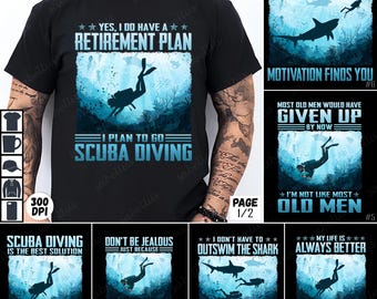Scuba Diving PNG Bundle, Underwater Adventure Sublimation, Diver Quotes PNG, Ocean Lover Clipart, Digital Download, Diving Art