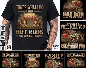 Hot Rod PNG Sublimation, Vintage Car Digital Clipart, Classic Car Art Bundle, Retro Car Designs, Custom Car Digital Printable Art