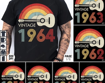 Vintage Guitar PNG, Retro Music Design, Sublimation Art, Digital Download, Guitar Lover Gift, Music Enthusiast, Classic Guitar Art
