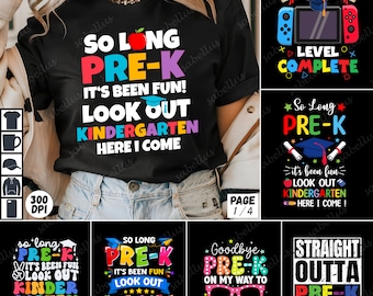 Pre-K Graduation Tees PNG Bundle, Preschool Grad Shirt Designs, Cute Graduation T-Shirts, Pre-K Graduate Clipart, Kindergarten Graduation