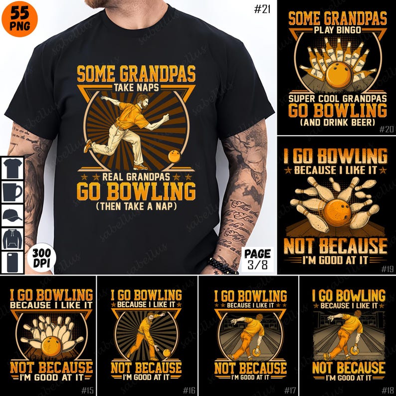 Bowling PNG Bundle, Sublimation Designs, Humorous Quotes, Bowler Gift ...
