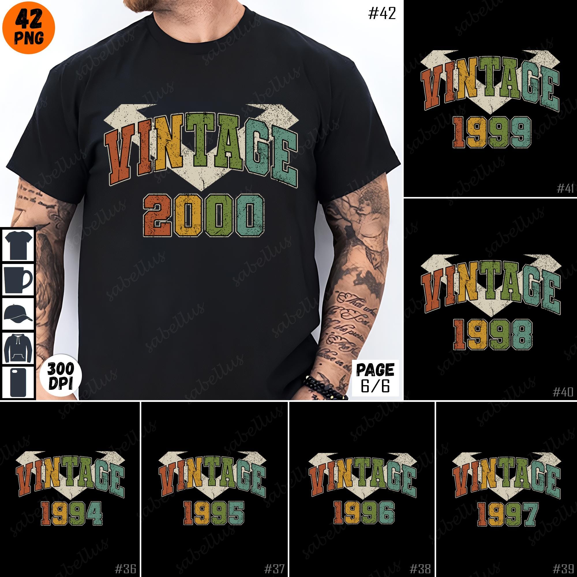 Vintage 1986 PNG Bundle, Retro 1980s Sublimation Design, 1986 
