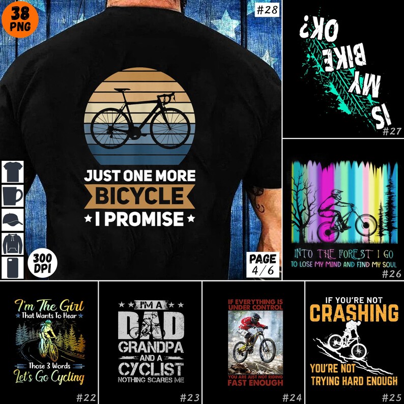Cykeltröja PNG-paket Mountainbike-designer Cykelälskare Sublimering PNG Roliga cykelcitat 100 Miles cykelpresent Cyklist Sublimering bild 4