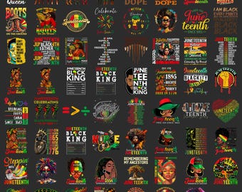 60+ Juneteenth PNG Bundle, Black History Design Pack, African American Art, Freedom Day Graphics, Black Queen, Black King, Melanin Magic PNG