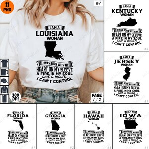 Louisiana Shirt, State Pride Design, Herz am Ärmel, Feuer in der Seele, Mund, den ich nicht kontrollieren kann, digitaler Download, State Map, Südlicher Stolz