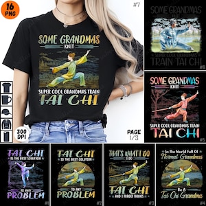 Tai Chi Grandma PNG, Tai Chi Sublimation Design, Tai Chi Digital Clipart, Tai Chi Art, Tai Chi Graphics, Tai Chi Poses, Digital Download