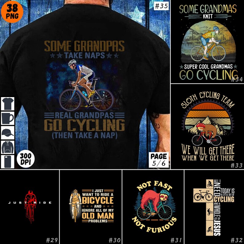 Cykeltröja PNG-paket Mountainbike-designer Cykelälskare Sublimering PNG Roliga cykelcitat 100 Miles cykelpresent Cyklist Sublimering bild 5