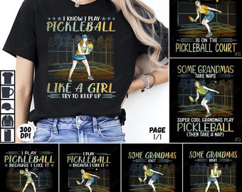 Pickleball PNG Bundle, Pickleball Designs, Grandma Pickleball Shirt, Funny Pickleball Quotes, Pickleball Clipart, Digital Download