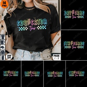 14 PNG Retro Teacher Tour, Funny Teacher Png, End of Year Png, Teacher Gift, Kindergarten Teacher Png, Elementary School Shirt Png