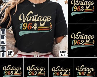 Vintage 1960s-1990s PNG Bundle, Retro Sublimation Art, Nostalgic Clipart Designs, Printable Graphics, Digital Art Bundle for Apparel