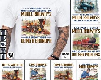 Railway Grandpa Shirt, Model Train Gift, Steam Locomotive Tshirt, Retirement Plan PNG, Funny Train Builder Tee, Railroad Hobbyist Present