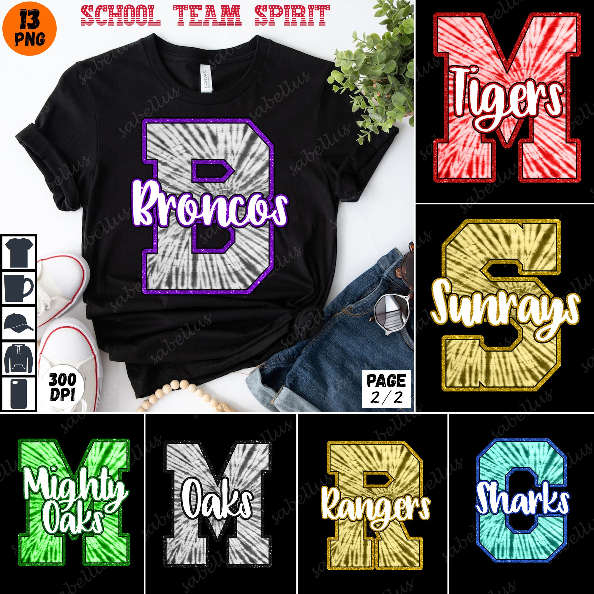 13 PNG Bundle School Teams Spirit Broncos, Buffalo, Cavaliers, Flyers