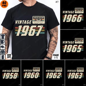 Vintage 1967 PNG, Retro 1967 Sublimation Design, 1960s Clipart, 1967 Birthday Shirt, 1967 Limited Edition, 1967 Digital Download