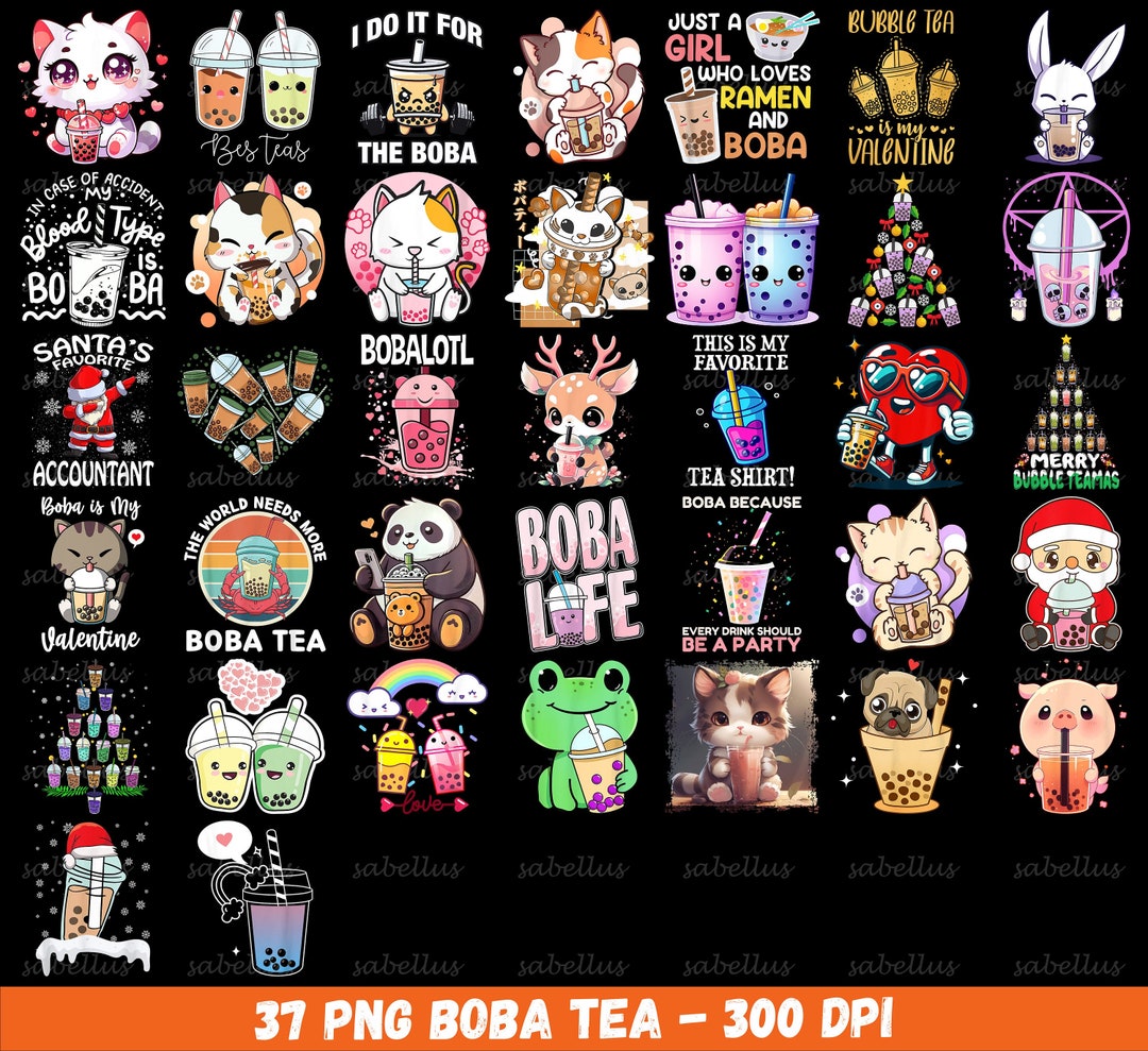 Boba Tea Sublimation PNG, Bubble Tea Bundle Sublimation, Boba Tea Shirt ...