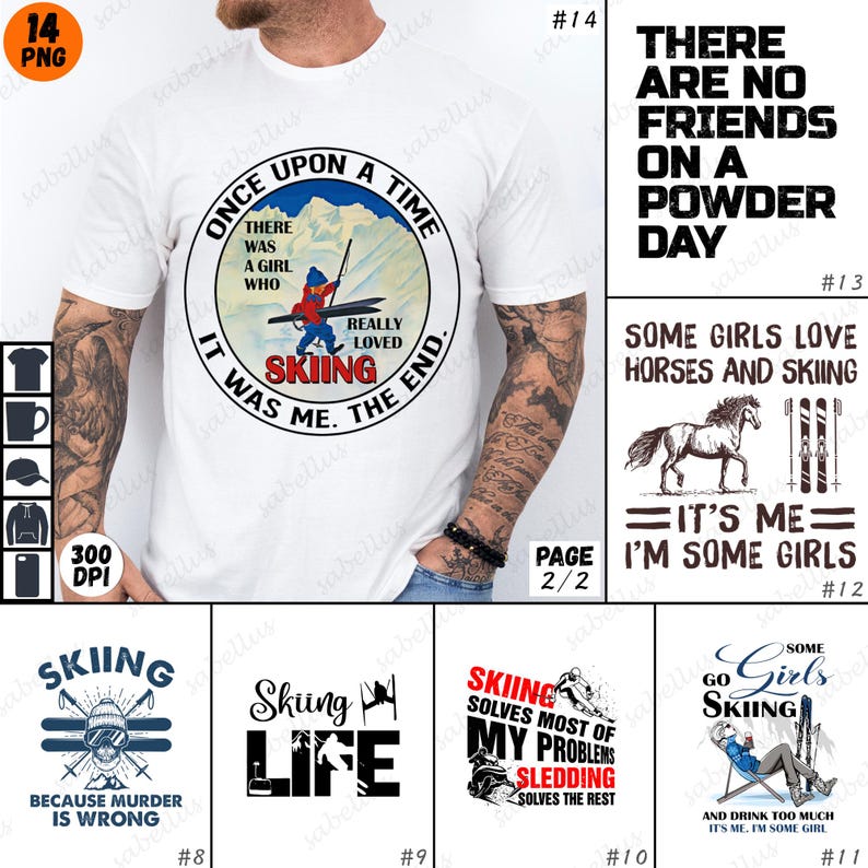 Skiing PNG Bundle, Ski Lover Sublimation, Ski Shirt Designs, Winter ...