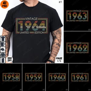 Retro PNG Bundle 1986, Vintage Limited Edition Design, 1986 Birthday Sublimation, Digital Download