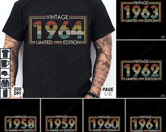 Retro PNG Bundle 1986, Vintage Limited Edition Design, 1986 Birthday Sublimation, Digital Download