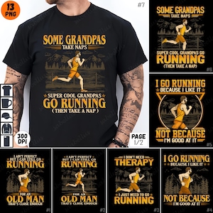 Morfar Löpare PNG, Cool Löpande Morfar, Senior Jogging Bundle, Fars Dag Sublimeringsdesign, Herr Fitness Citat Konst, Maratonterapi