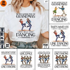 Tanzende Oma PNG, Line Dancing Sublimationskunst, Oma Clipart Bundle, Country Dance Digital, Western Dance Grafiken