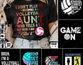 38 PNG Bundle Funny Volleyball Dad, Mom, Aunt Designs - Father's Day, Mother's Day, Volleyball Animations, Inspirational Quotes