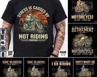 Paquete PNG de motociclistas, diseños de sublimación de motocicletas, imágenes prediseñadas de motociclistas retro, PNG de abuelo genial con motocicleta, PNG de motocicletas antiguas, descarga digital