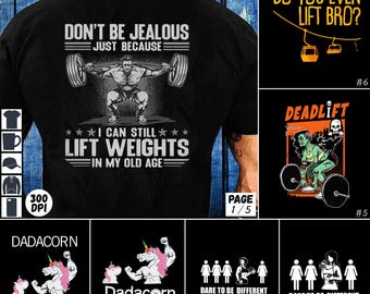 Dadacorn PNG Bundle Gym Fitness Gift Strong Dad Sublimation Weightlifting Humor Cool Dad Workout Lifting Quotes Gym Goers
