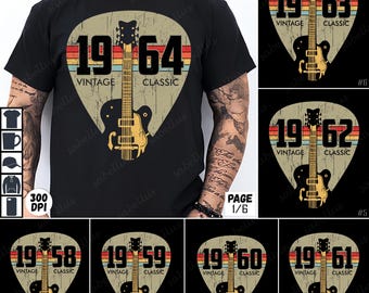 Vintage Guitar PNG, Classic Music Design, Sublimation Art, Digital Download, Guitar Lover Gift, Retro Guitar Art, Music Enthusiast