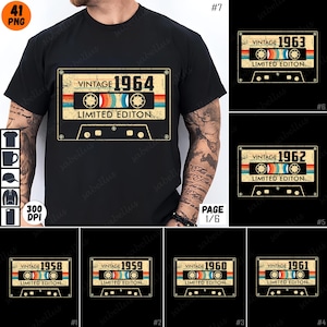 Cassete Vintage PNG, Sublimação de Fita Retro, Clipart dos anos 1960 - 1990, Edição Limitada, Presente de Aniversário, Download Digital, Arte Musical Nostalgic